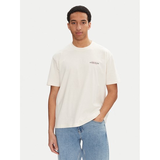 Guess Jeans T-Shirt M4BI75 K8FQ4 Écru Overshirt Fit ze sklepu MODIVO w kategorii T-shirty męskie - zdjęcie 183701115