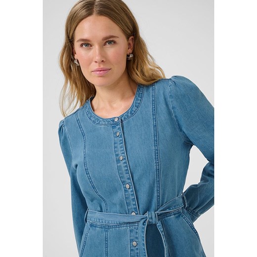 Sukienka Cream mini z długim rękawem bawełniana 