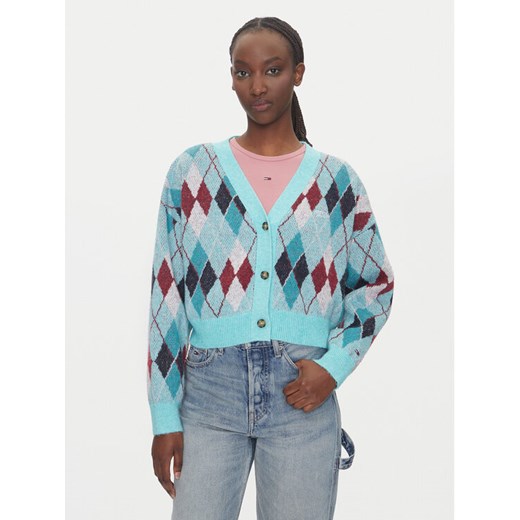 Tommy Jeans Kardigan DW0DW21180 Zielony Relaxed Fit ze sklepu MODIVO w kategorii Swetry damskie - zdjęcie 183706359