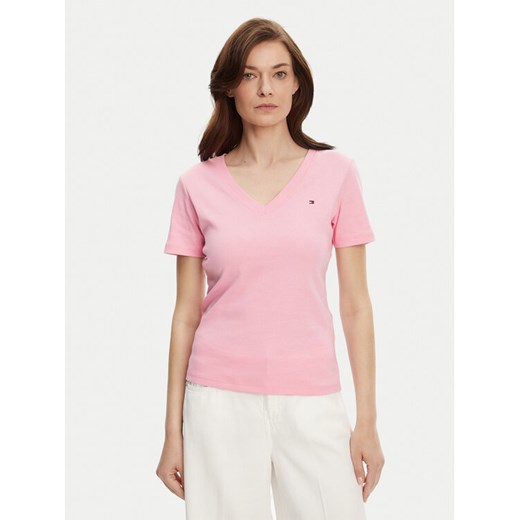 Tommy Hilfiger T-Shirt New Cody WW0WW40584 Różowy Slim Fit ze sklepu MODIVO w kategorii Bluzki damskie - zdjęcie 183706466