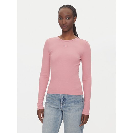 Tommy Jeans Bluzka Essential DW0DW17387 Różowy Slim Fit ze sklepu MODIVO w kategorii Bluzki damskie - zdjęcie 183706479
