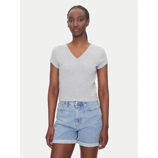 Calvin Klein Jeans T-Shirt LV047C910G Szary Regular Fit ze sklepu MODIVO w kategorii Bluzki damskie - zdjęcie 183706528