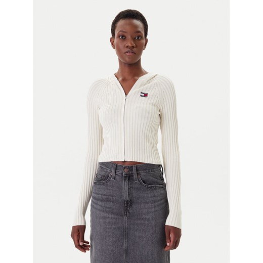 Tommy Jeans Kardigan DW0DW20974 Écru Slim Fit ze sklepu MODIVO w kategorii Swetry damskie - zdjęcie 183706568