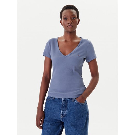 Tommy Jeans T-Shirt Essential DW0DW17385 Niebieski Slim Fit ze sklepu MODIVO w kategorii Bluzki damskie - zdjęcie 183706587