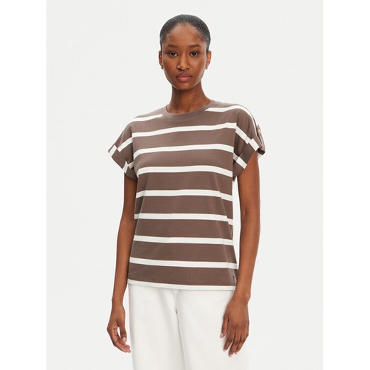 Tommy Hilfiger T-Shirt Gold Button WW0WW45628 Brązowy Regular Fit ze sklepu MODIVO w kategorii Bluzki damskie - zdjęcie 183706596