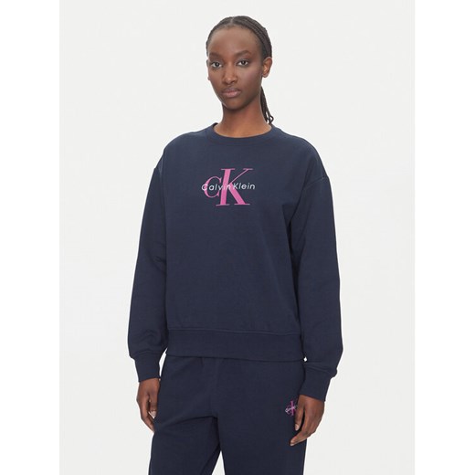Calvin Klein Jeans Bluza Monologo LV047B234G Granatowy Relaxed Fit ze sklepu MODIVO w kategorii Bluzy damskie - zdjęcie 183706615