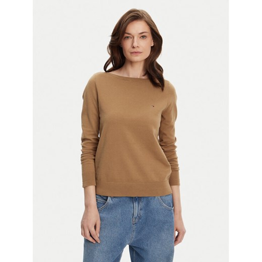 Tommy Hilfiger Sweter WW0WW40099 Brązowy Regular Fit ze sklepu MODIVO w kategorii Swetry damskie - zdjęcie 183706647