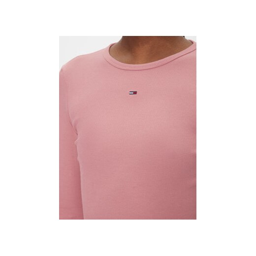 Bluzka damska Tommy Jeans z okrągłym dekoltem różowa 