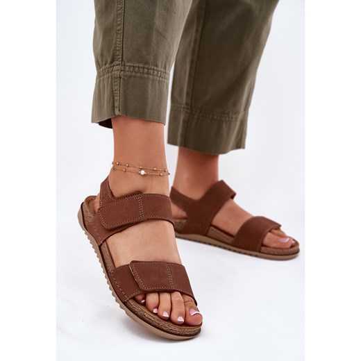 Skórzane Sandały Damskie Inblu AA0001KU Camel brązowe Inblu 38 ButyModne.pl