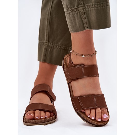 Skórzane Sandały Damskie Inblu AA0001KU Camel brązowe Inblu 38 ButyModne.pl
