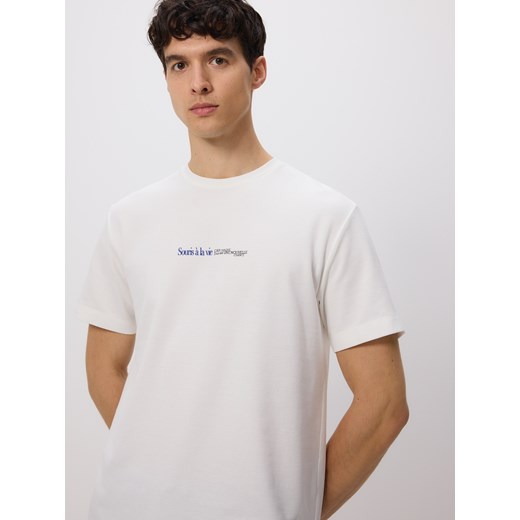 Reserved - T-shirt comfort z nadrukiem - złamana biel ze sklepu Reserved w kategorii T-shirty męskie - zdjęcie 183720645