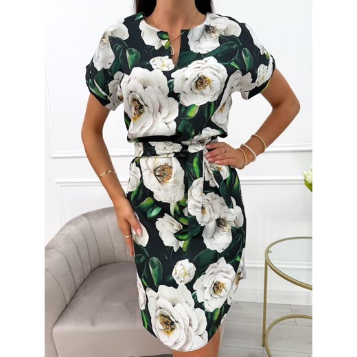 Sukienka Modnakiecka.pl z krótkim rękawem casual luźna mini z paskami