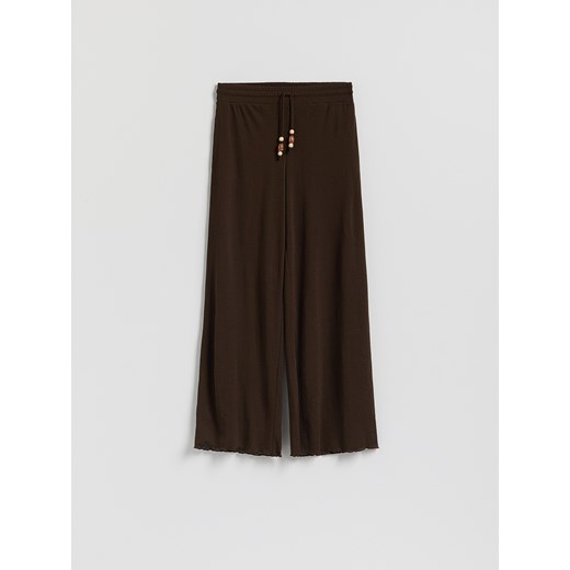Reserved - Luźne spodnie z koralikami - brązowy Reserved XL Reserved