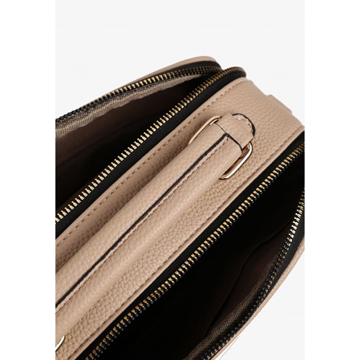 Beżowa Torebka Listonoszka z Trójkątną Aplikacją Nanoriel ONE SIZE born2be.pl okazja