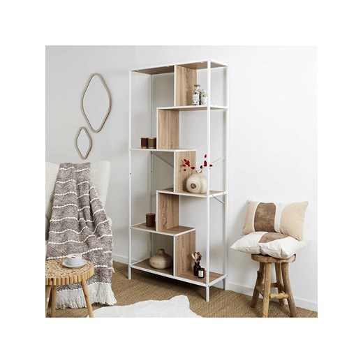 THE HOME DECO FACTORY Regał stojący w kolorze jasnobrązowo-białym - 80 x 180 x 30 cm ze sklepu Limango Polska w kategorii Regały i witryny - zdjęcie 183739017