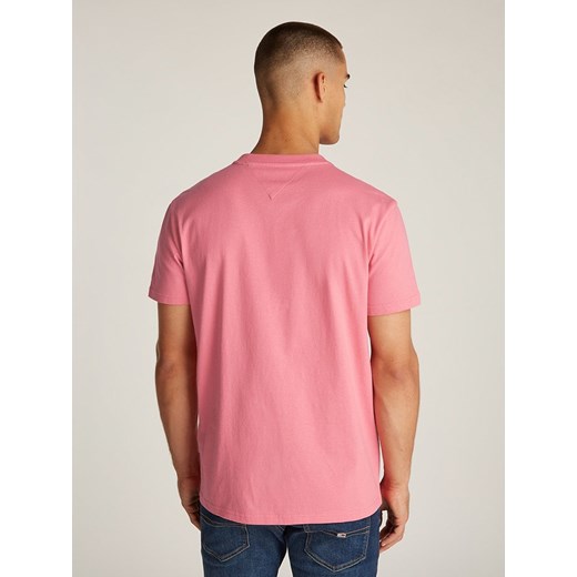 T-shirt męski różowy Tommy Jeans z bawełny 