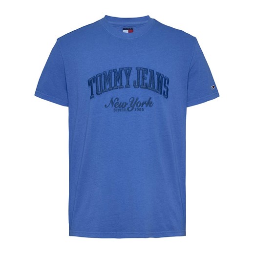 T-shirt męski Tommy Jeans niebieski z bawełny młodzieżowy 