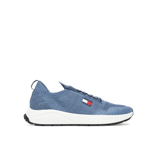 Sneakersy Tommy Jeans Tjm Runner Knitted EM0EM01580 Niebieski ze sklepu eobuwie.pl w kategorii Buty sportowe męskie - zdjęcie 183747515