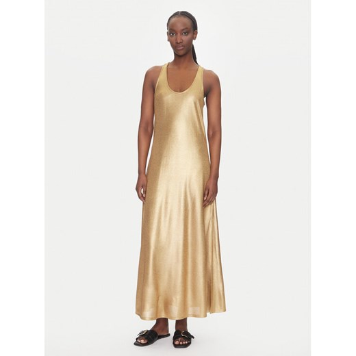 LOLA CASADEMUNT Sukienka letnia LS2516020 Złoty Relaxed Fit ze sklepu MODIVO w kategorii Sukienki - zdjęcie 183751408