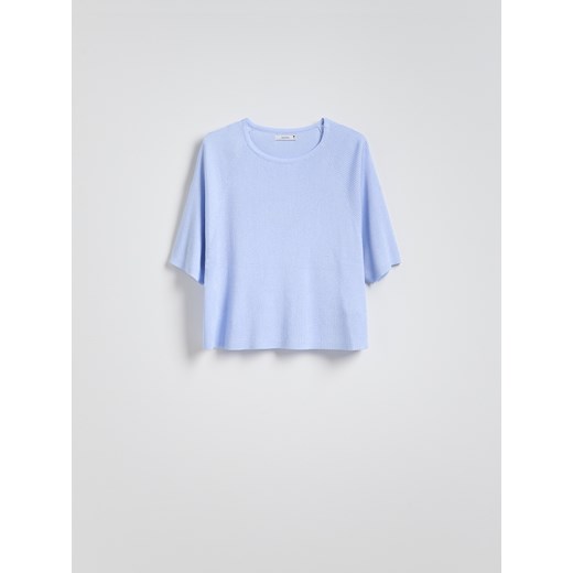 Reserved - Bluzka z dodatkiem wiskozy - jasnoniebieski Reserved XL okazyjna cena Reserved
