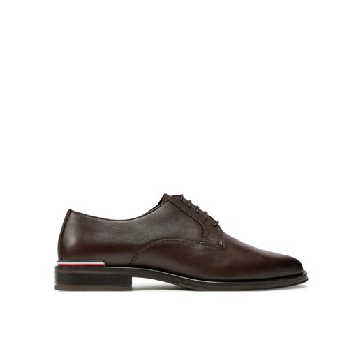 Tommy Hilfiger Półbuty Core Rwb Hilfiger Text Lth Shoe FM0FM05255 Brązowy ze sklepu MODIVO w kategorii Buty eleganckie męskie - zdjęcie 183758805