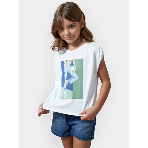 Mayoral Bluzka 6011 Biały Regular Fit ze sklepu MODIVO w kategorii Bluzki dziewczęce - zdjęcie 183759448