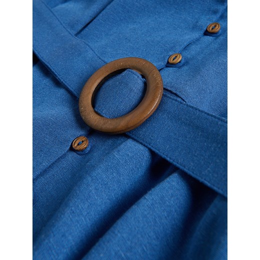 Sukienka Reserved na wiosnę rozkloszowana midi z krótkimi rękawami z paskiem 