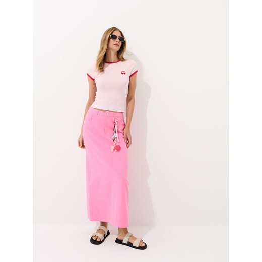 Mohito - T-shirt z drobnym haftem - pastelowy różowy ze sklepu Mohito w kategorii Bluzki damskie - zdjęcie 183759796