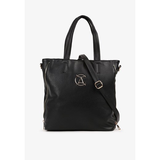 Czarna Torebka w Stylu Shopperki z Dodatkowym Regulowanym Paskiem Gemeriana ze sklepu born2be.pl w kategorii Torby Shopper bag - zdjęcie 183760609