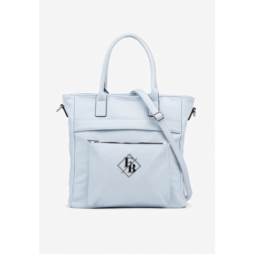 Niebieska Torebka Shopperka z Metaliczną Aplikacją i Dodatkowym Paskiem na Ramię Idalenna ze sklepu born2be.pl w kategorii Torby Shopper bag - zdjęcie 183760658
