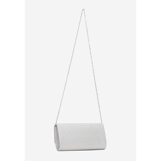 Srebrna Brokatowa Torebka Kopertówka z Łańcuszkiem i Ozdobną Klapą Eilikka Renee ONE SIZE okazja renee.pl