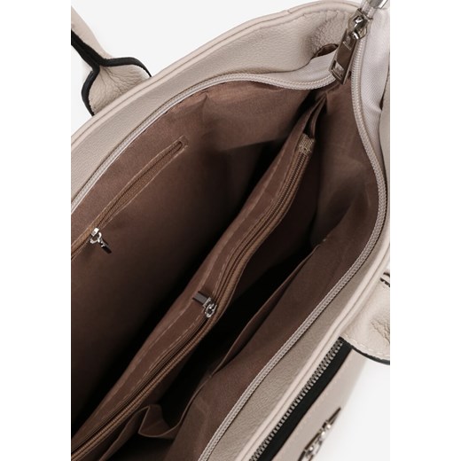 Born2be shopper bag duża beżowa z aplikacjami 