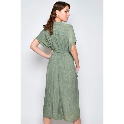 Sukienka H.H.G. midi wiosenna z wiskozy koszulowa 