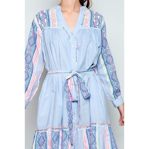 Sukienka H.H.G. z bawełny luźna w serek na wiosnę mini 