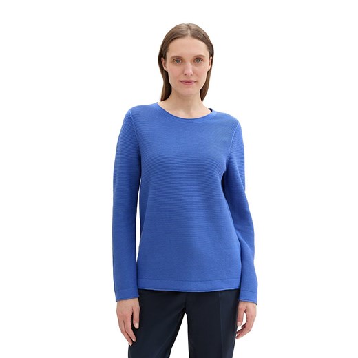 Sweter damski niebieski Tom Tailor z okrągłym dekoltem 