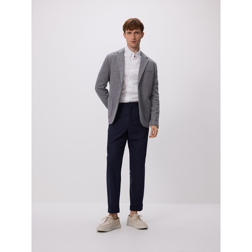 Reserved - Dzianinowa marynarka slim fit - granatowy ze sklepu Reserved w kategorii Marynarki męskie - zdjęcie 183763515