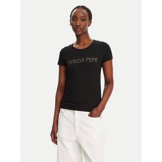 Patrizia Pepe T-Shirt CM1419/J013-K103 Czarny Regular Fit ze sklepu MODIVO w kategorii Bluzki damskie - zdjęcie 183764875