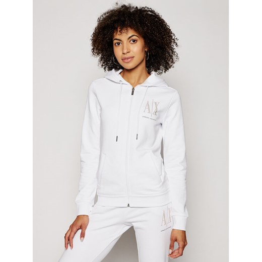 Armani Exchange Bluza 8NYM21 YJ68Z 1000 Biały Regular Fit ze sklepu MODIVO w kategorii Bluzy damskie - zdjęcie 183764907