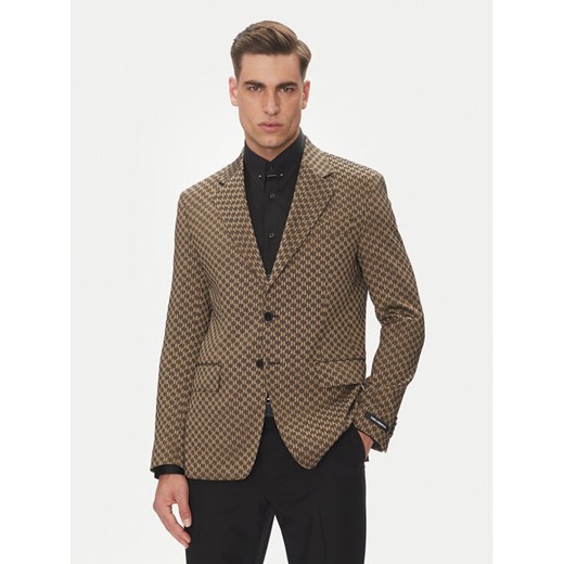 KARL LAGERFELD Marynarka 155106 552115 Brązowy Slim Fit ze sklepu MODIVO w kategorii Marynarki męskie - zdjęcie 183765036