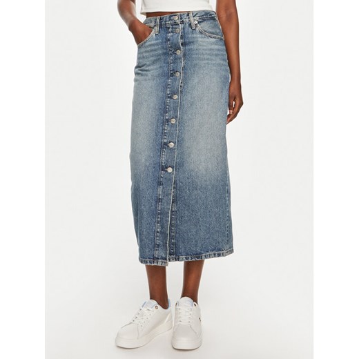 Tommy Hilfiger Spódnica jeansowa WW0WW42879 Niebieski Straight Fit ze sklepu MODIVO w kategorii Spódnice - zdjęcie 183765168