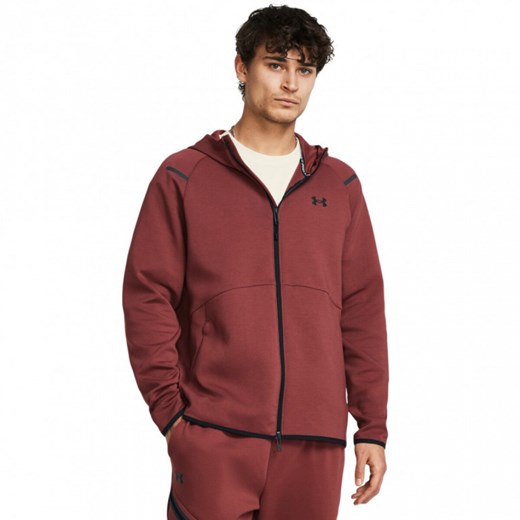Męska bluza treningowa rozpinana z kapturem Under Armour UA Unstoppable Flc FZ - bordowa ze sklepu Sportstylestory.com w kategorii Bluzy męskie - zdjęcie 183768568