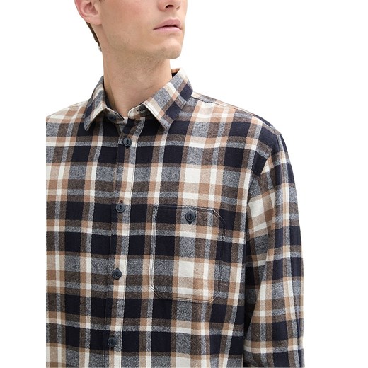 Koszula męska Tom Tailor wielokolorowa z klasycznym kołnierzykiem z długim rękawem bawełniana casual 