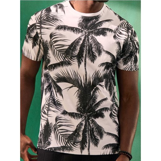 Sinsay - Koszulka z motywem roślinnym - biały ze sklepu Sinsay w kategorii T-shirty męskie - zdjęcie 183774775