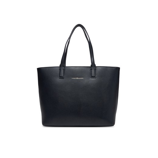 Torebka Tommy Hilfiger Th Logotape Tote AW0AW17449 Granatowy ze sklepu eobuwie.pl w kategorii Torby Shopper bag - zdjęcie 183775335