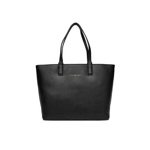 Torebka Tommy Hilfiger Th Logotape Tote AW0AW17449 Czarny ze sklepu eobuwie.pl w kategorii Torby Shopper bag - zdjęcie 183775657