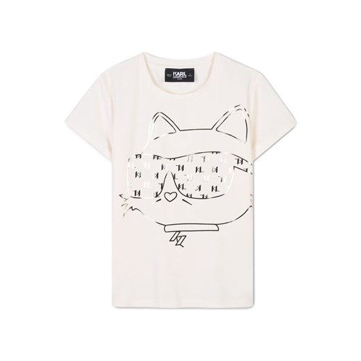 Karl Lagerfeld Kids T-Shirt Z30447 D Écru Regular Fit ze sklepu MODIVO w kategorii Bluzki dziewczęce - zdjęcie 183778547
