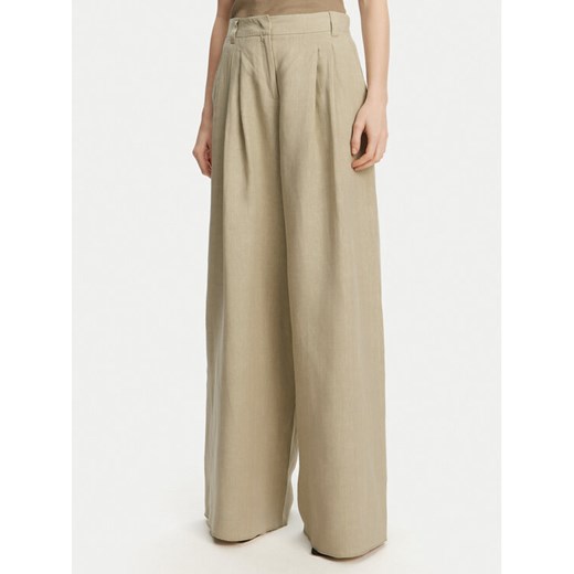 Marella Spodnie palazzo Zama 2513131132200 Khaki Regular Fit ze sklepu MODIVO w kategorii Spodnie damskie - zdjęcie 183778709