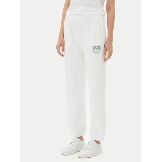 PINKO Spodnie dresowe Plumcake 104790 A2G8 Biały Regular Fit ze sklepu MODIVO w kategorii Spodnie damskie - zdjęcie 183778729