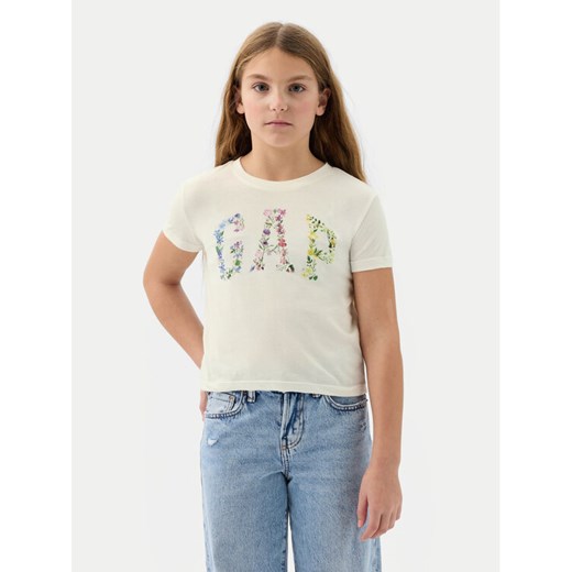 Gap T-Shirt 888862 Écru Regular Fit ze sklepu MODIVO w kategorii Bluzki dziewczęce - zdjęcie 183778815