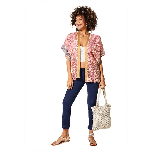Aller Simplement Kimono w kolorze beżowo-czerwonym Aller Simplement 34-40 wyprzedaż Limango Polska